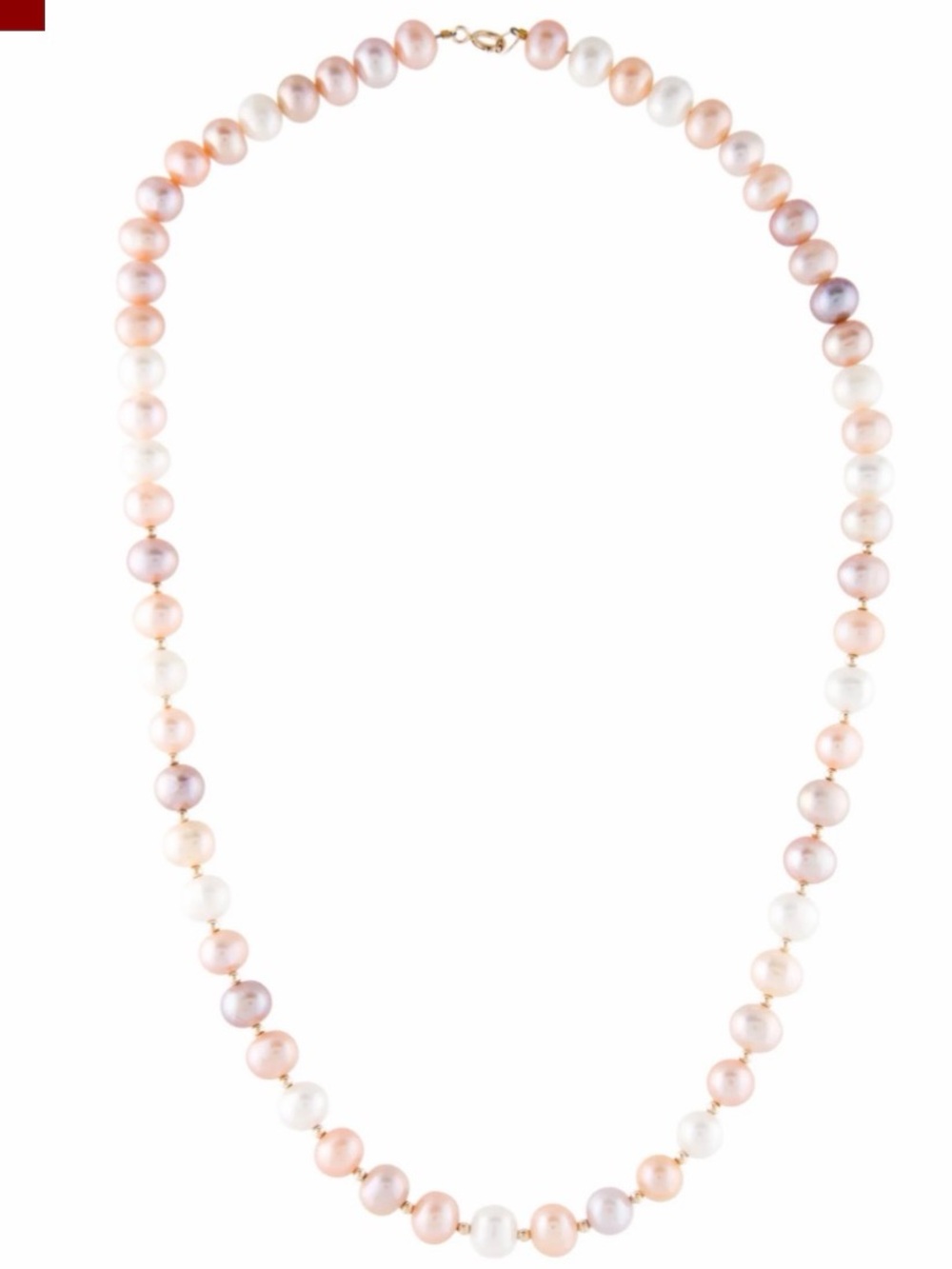 14k Gold Pink and White Pearl Bead Strand Necklace